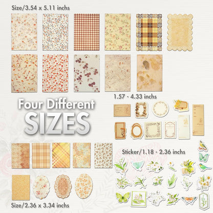 Vintage Floral Scrapbook Paper & Journaling Stickers, 400pcs
