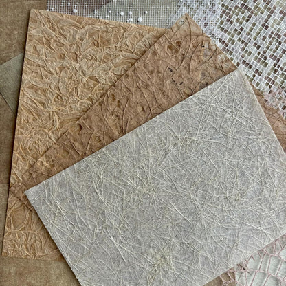Textured Scrapbook Paper Mesh Fabric - Junk Journal Supplies Assorted Set 51 Sheets Mixed Scrapbooking Materials Boho Cardstock Aesthetic Decoupage Paper for Crafts Planner Collage Embellishments