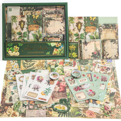 Scrapbooking Supplies Kit, Vintage Botanical Aesthetic Scrapbook Kit for Bullet Junk Journal, Stationery, A6 Grid Notebook, Flower DIY Journaling Supplies, Birthday Craft Gift for Teen Girl Women
