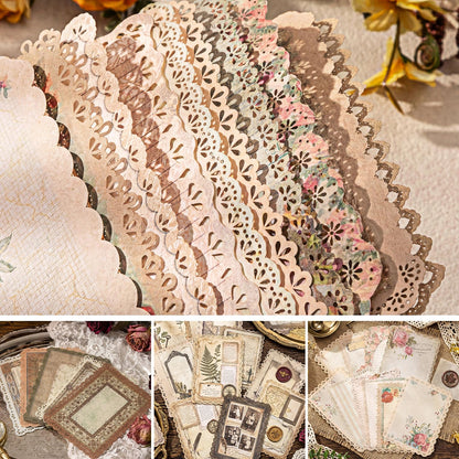 445 Pcs Vintage Scrapbook Paper with Floral Stickers for Junk Journal