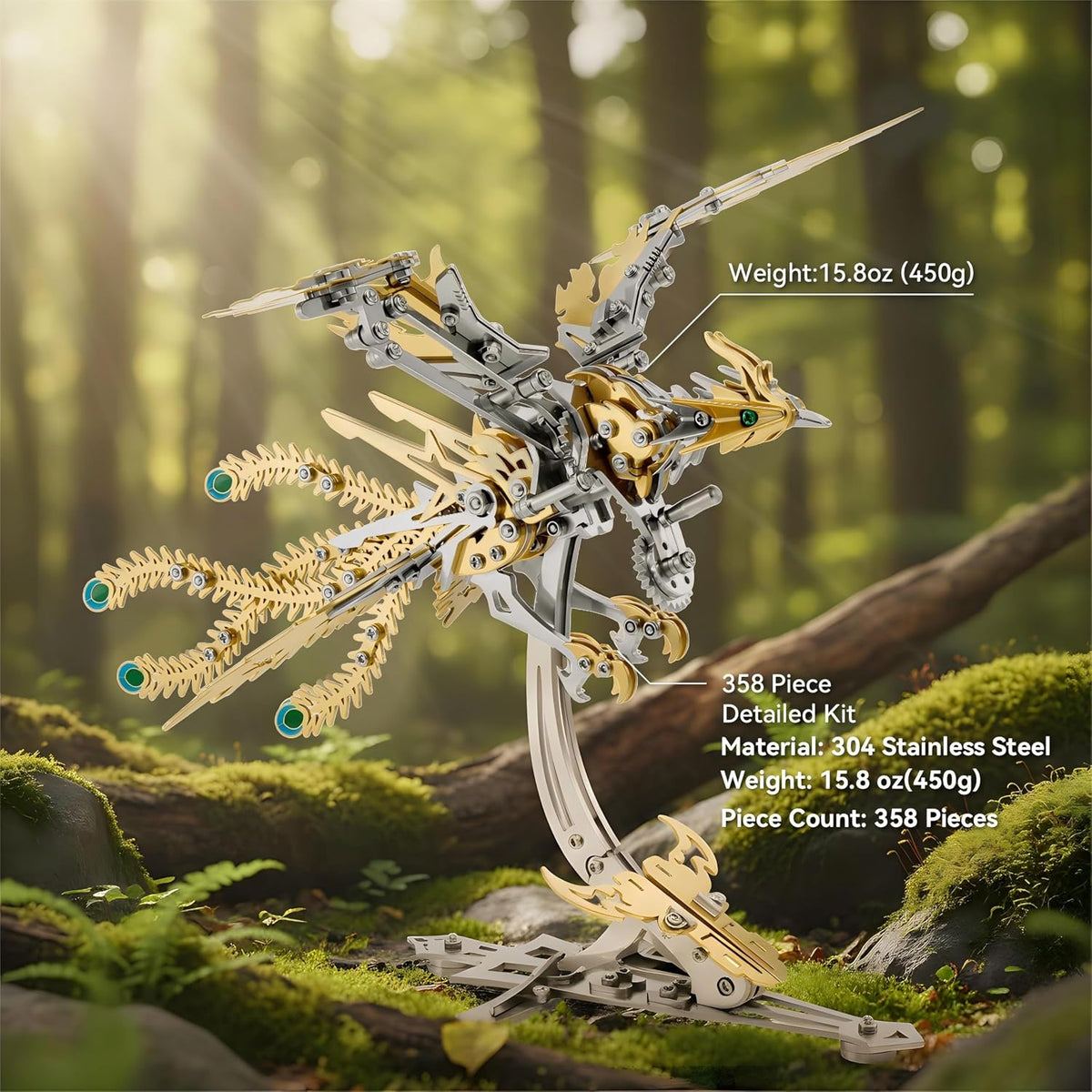 3D Metal Puzzles for Adults, Mechanical Phoenix Bird Model Kit