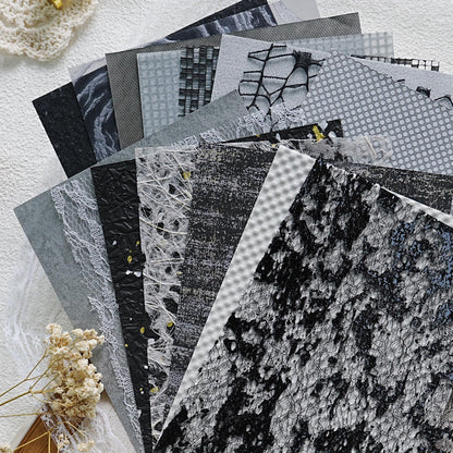 20 Pcs Handmade A5 Textured Scrapbook Paper&Mesh, Junk Journal Supplies