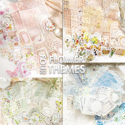 Vintage Floral Scrapbook Paper & Journaling Stickers, 400pcs