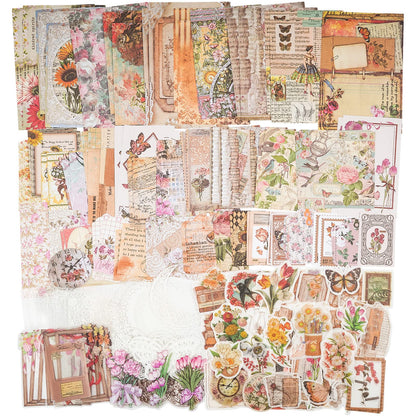 Knaid 200 Piece Vintage Ephemera Bundle - Paper & Sticker Kit for Junk Journaling, Scrapbooking, Planners, Bullet Journals, Collage, Decoupage - Black/Blue Tones