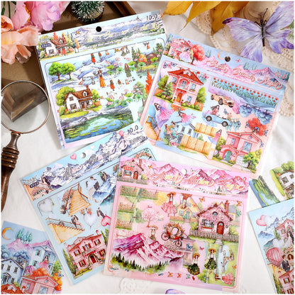 24 Sheets PET Die-Cut Stickers for Journaling, 6 Theme Packs