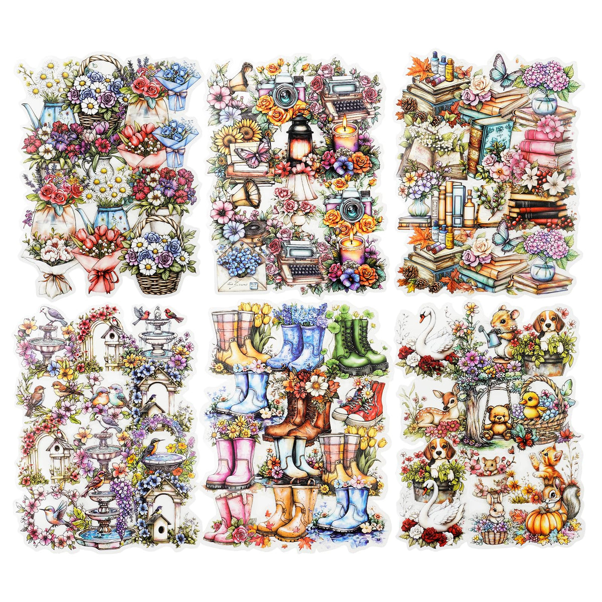 120 Pcs Floral Garden Stickers for Scrapbooking and Journaling