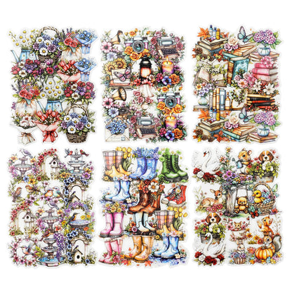 120 Pcs Floral Garden Stickers for Scrapbooking and Journaling