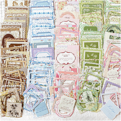 Diuhofart 400Pcs Vintage Scrapbook Supplies Kit, Scrapbook Paper and Journaling Stickers Set, 4Pack Scrap Booking Kit for Junk Journals, Bujo, Collage, Card Making, DIY Crafts Arts