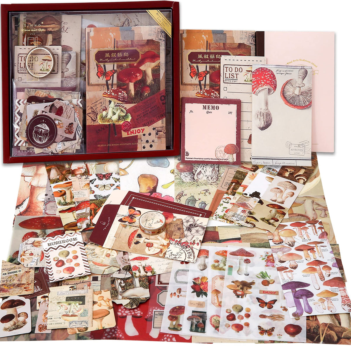 Scrapbooking Supplies Kit, Vintage Botanical Aesthetic Scrapbook Kit for Bullet Junk Journal, Stationery, A6 Grid Notebook, Flower DIY Journaling Supplies, Birthday Craft Gift for Teen Girl Women
