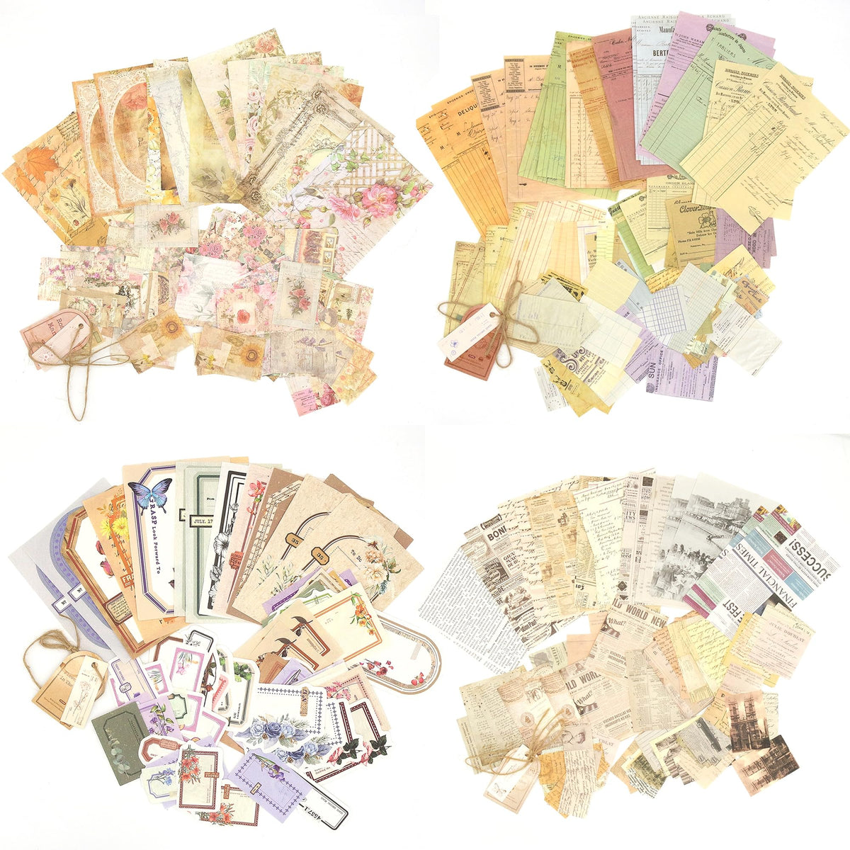 Vintage Floral Scrapbook Paper & Journaling Stickers, 400pcs