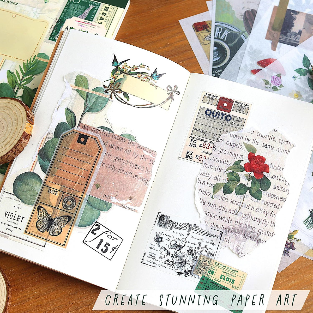 Junk Journal Supplies - Washi Stickers for Scrapbook & Journaling Supplies