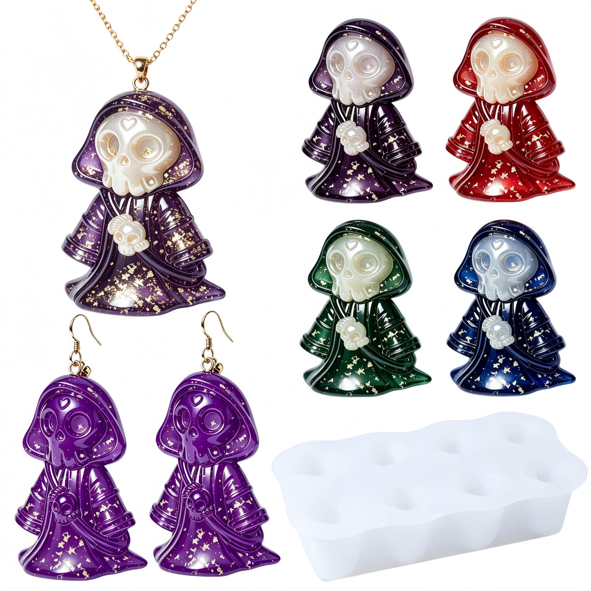 4‑Cavity Mini Ghost Epoxy Casting Mold for DIY Earrings Z0259
