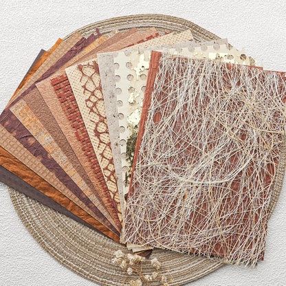 20 Pcs Handmade A5 Textured Scrapbook Paper&Mesh, Junk Journal Supplies