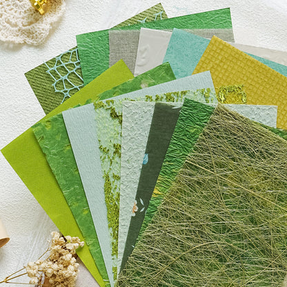 20 Pcs Handmade A5 Textured Scrapbook Paper&Mesh, Junk Journal Supplies