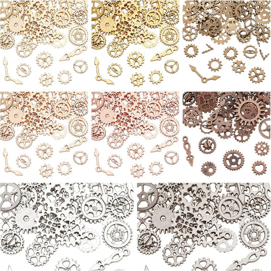 OLYCRAFT 400Pcs Resin Fillers Antique Steampunk Gears Charms 8-Color UV Epoxy Resin Supplies Filling Accessories for Jewelry Making Decoration
