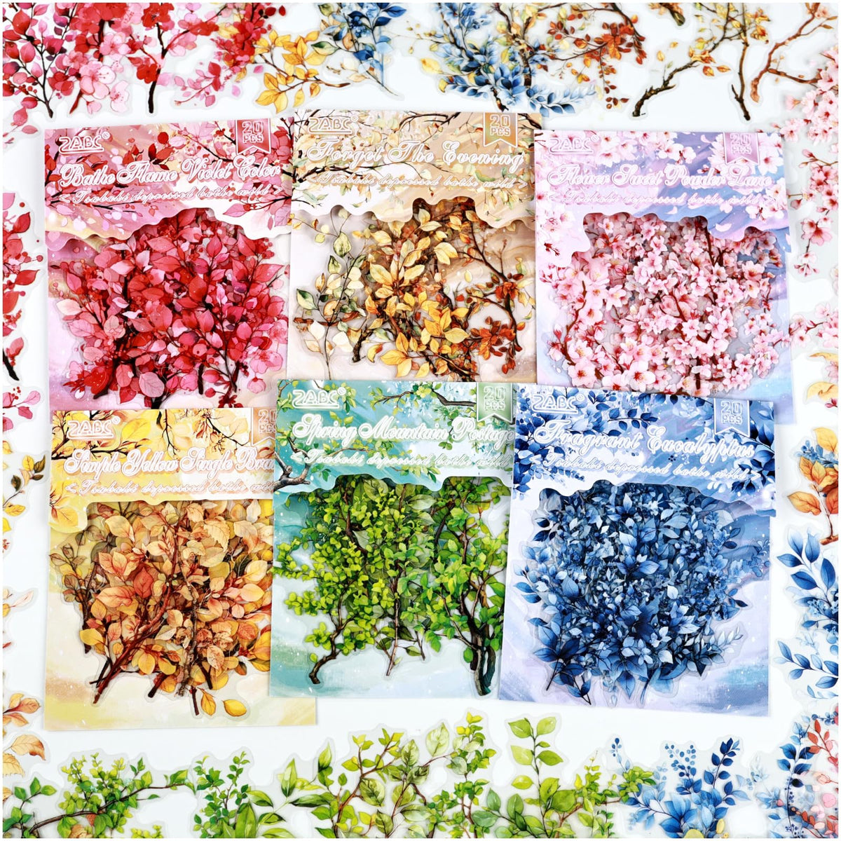 24 Sheets PET Die-Cut Stickers for Journaling, 6 Theme Packs