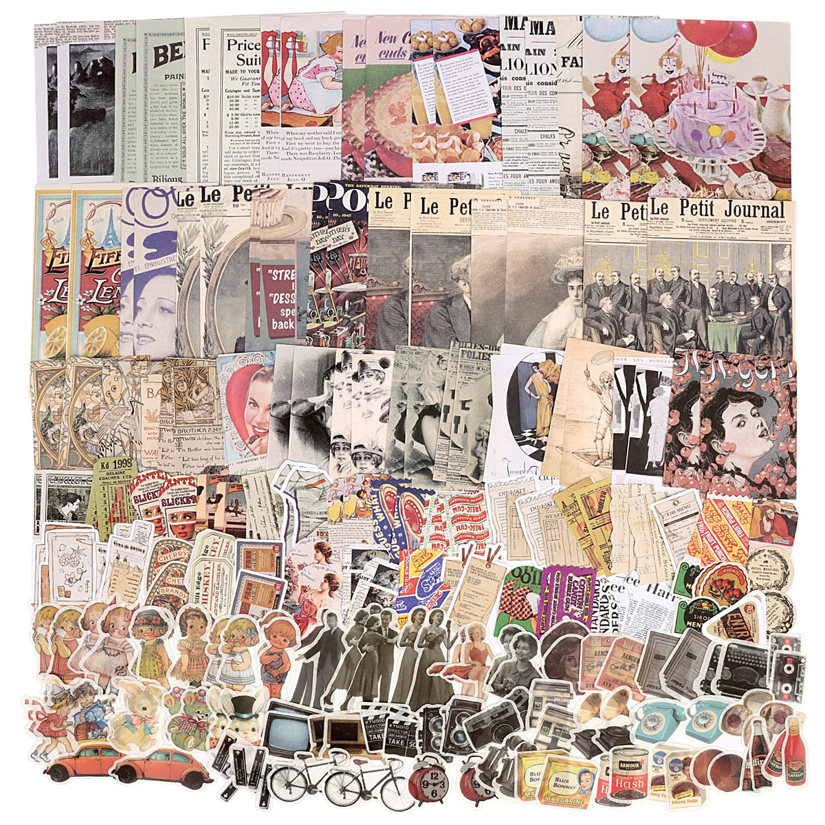 Draupnir 200pcs Vintage Junk Journal Supplies,Scrapbook Supplies Scrapbooking Paper and Stickers Ephemera For Art Aesthetic Journaling Kit Collage(Art)