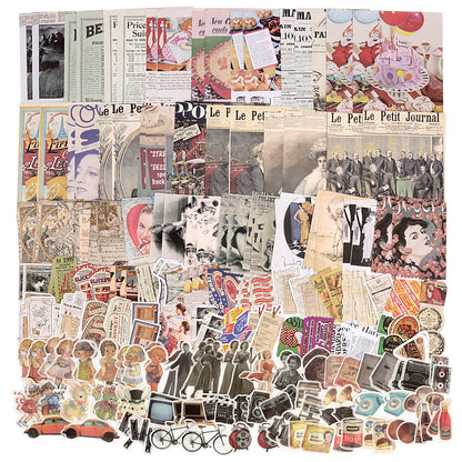 Draupnir 200pcs Vintage Junk Journal Supplies,Scrapbook Supplies Scrapbooking Paper and Stickers Ephemera For Art Aesthetic Journaling Kit Collage(Art)