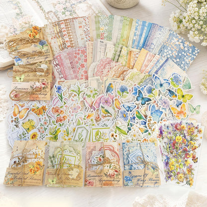 484Pcs Vintage Floral Scrapbook Supplies Kit, Paper & Journaling Stickers