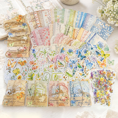 484Pcs Vintage Floral Scrapbook Supplies Kit, Paper & Journaling Stickers