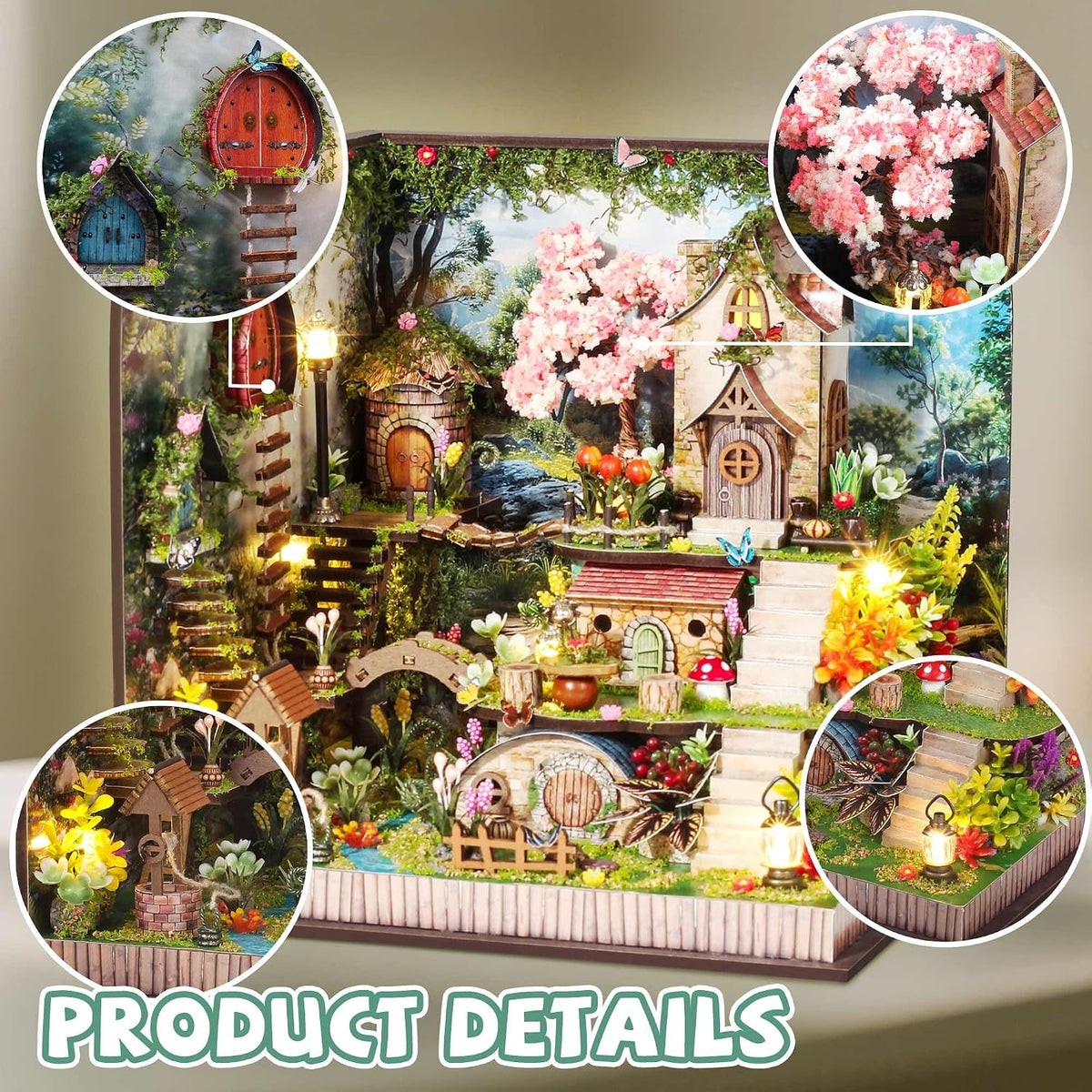 Kisoy DIY Miniature House Kit, Tiny House Kit with Furniture and LED Light for Adults and Teens, DIY Mini House Craft Kit, Decorations/Gifts for Family and Friends（Whispering Woods）