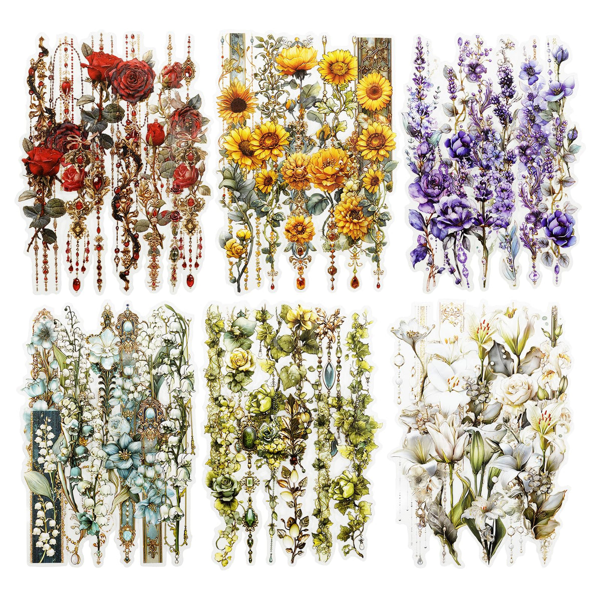 120 Pcs Floral Garden Stickers for Scrapbooking and Journaling