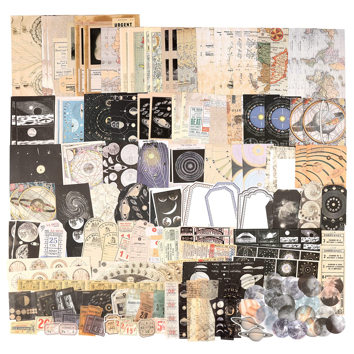 Draupnir 200pcs Vintage Junk Journal Supplies,Scrapbook Supplies Scrapbooking Paper and Stickers Ephemera For Art Aesthetic Journaling Kit Collage(Art)