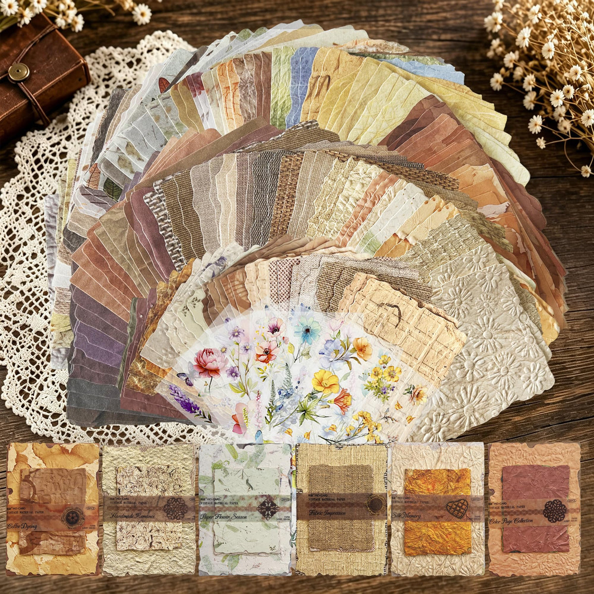 484Pcs Vintage Floral Scrapbook Supplies Kit, Paper & Journaling Stickers