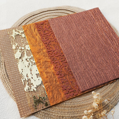 20 Pcs Handmade A5 Textured Scrapbook Paper&Mesh, Junk Journal Supplies