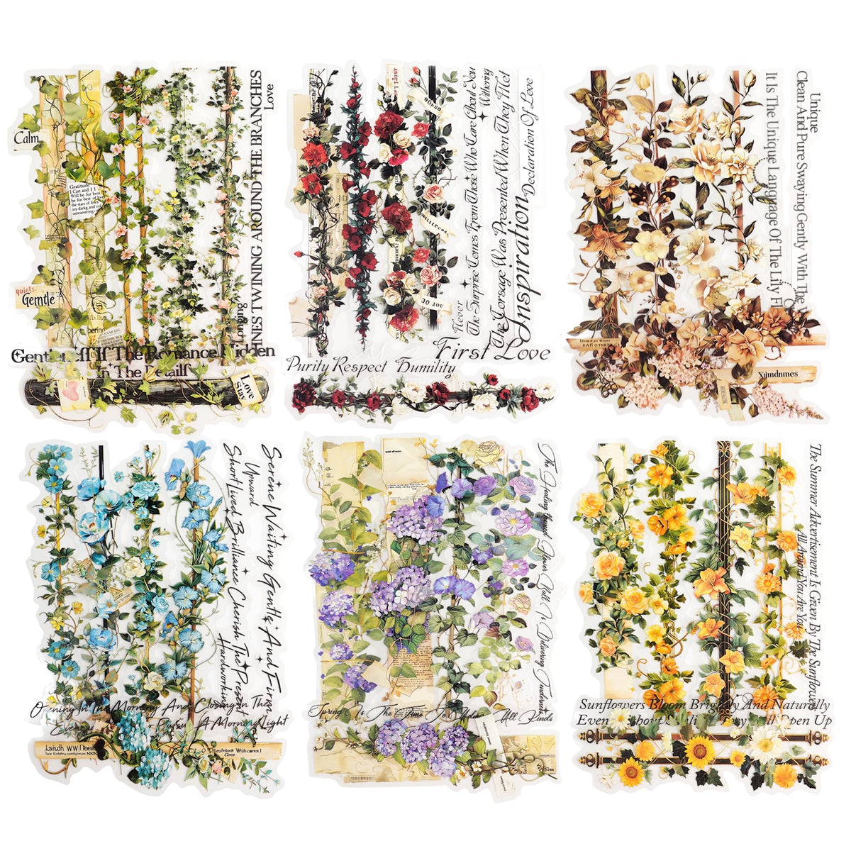 120 Pcs Floral Garden Stickers for Scrapbooking and Journaling