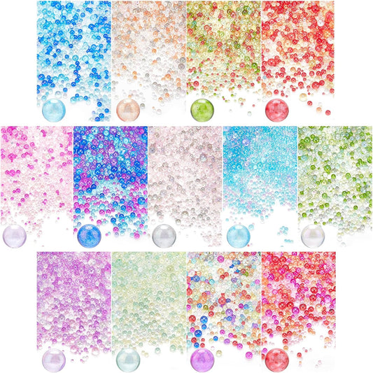 PH PandaHall 10000+ Resin Bubble Beads, 13 Color Mini Beads Iridescent Crystals Beads No Hole Mini Beads Glass Sand Beads for DIY Shaker Resin Mold Filler Jewelry Making UV Nail Decorations 0.7~3mm