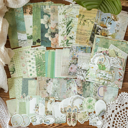 400 Sheets Floral Scrapbook Paper, 4 Packs Junk Journal Scrapbooking Supplies for Journaling, Scrapbooking Embellishments, Planner, Card Making, Collage