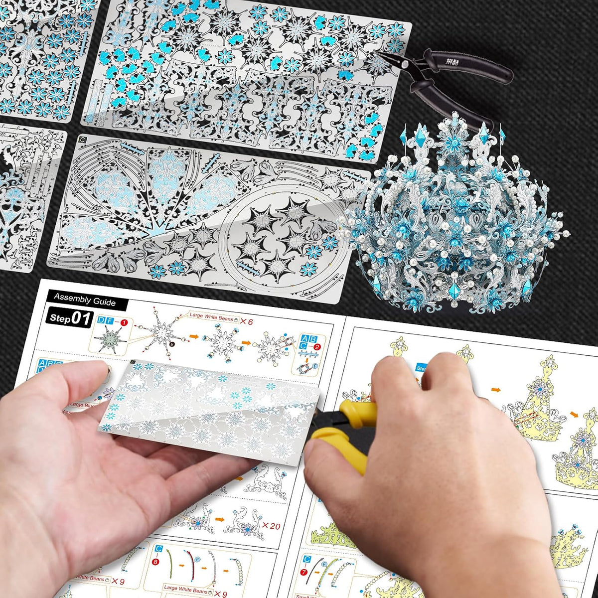 Piececool 3D Metal Puzzles, Ice Snow Crown Tiaras Model Building Kits, Challenging Assembly DIY Crafts Kits, Best Birthday