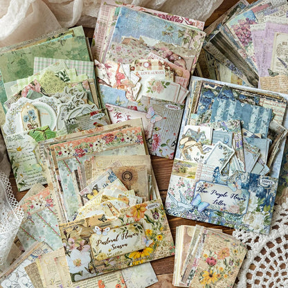 400 Sheets Floral Scrapbook Paper, 4 Packs Junk Journal Scrapbooking Supplies for Journaling, Scrapbooking Embellishments, Planner, Card Making, Collage
