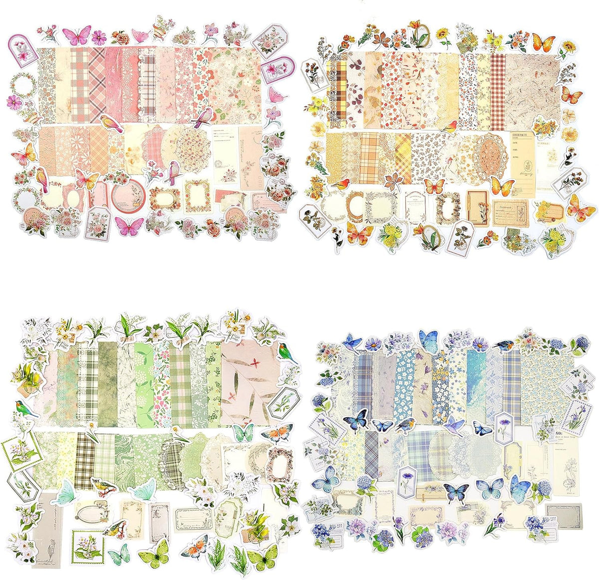 Vintage Floral Scrapbook Paper & Journaling Stickers, 400pcs