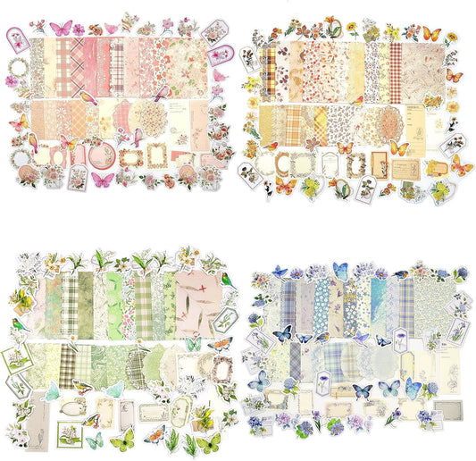 Vintage Floral Scrapbook Paper & Journaling Stickers, 400pcs