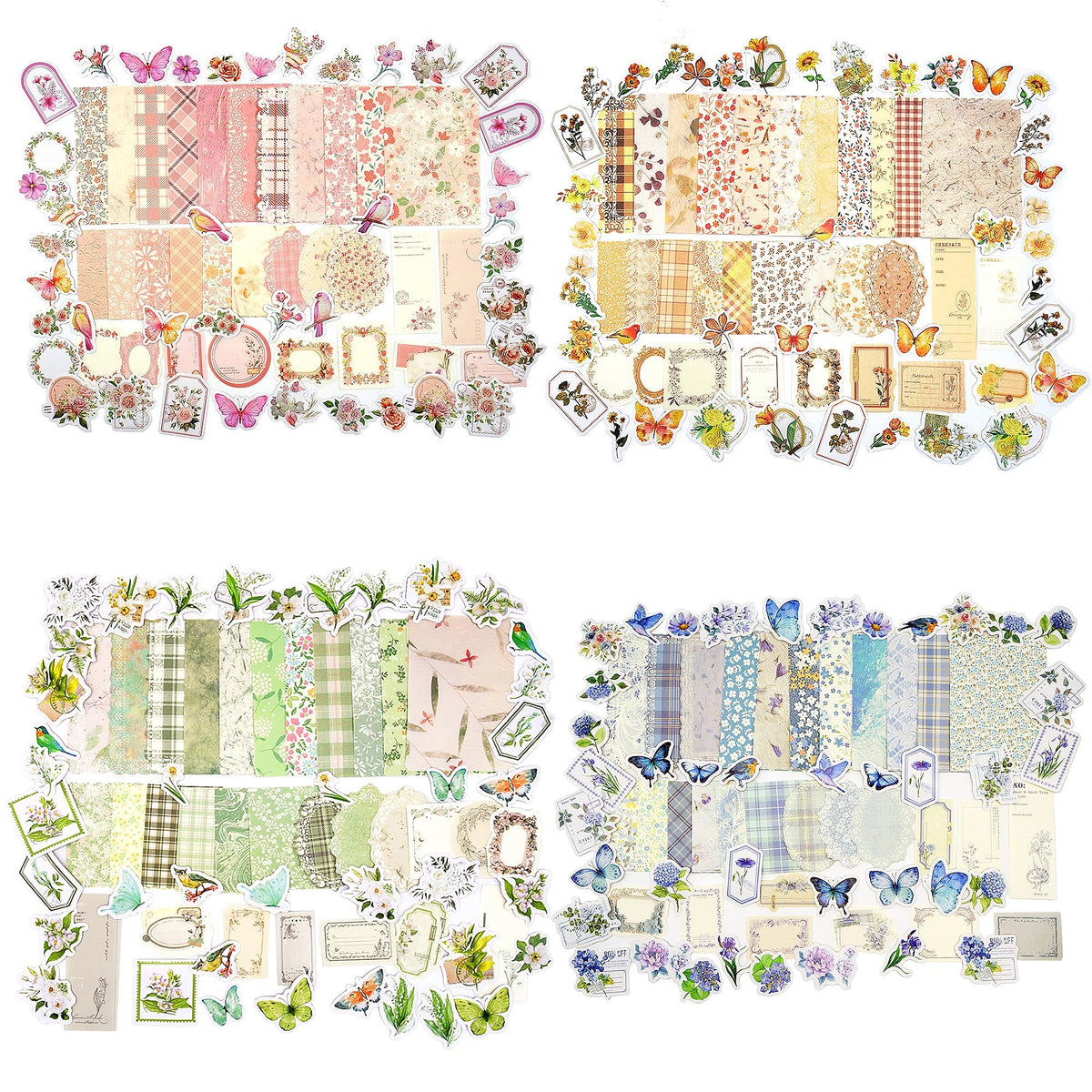 Vintage Floral Scrapbook Paper & Journaling Stickers, 400pcs