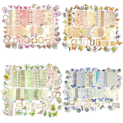 Vintage Floral Scrapbook Paper & Journaling Stickers, 400pcs