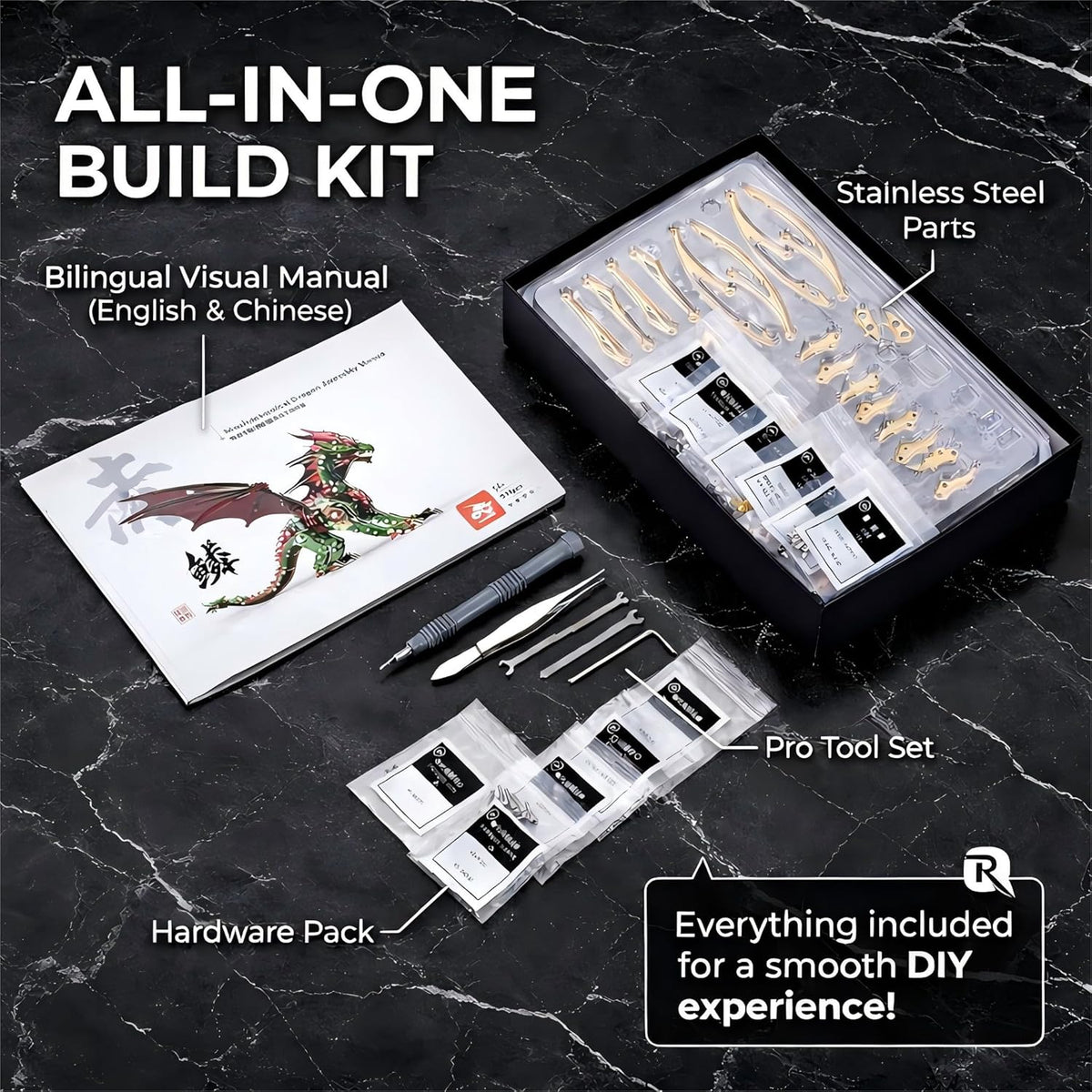 3D Metal Puzzles for Adults, Mechanical Dragon Model Kit