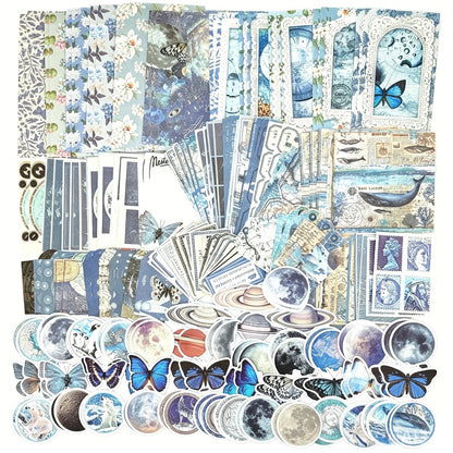 Esweny 260PCS Vintage Journaling Scrapbooking Supplies Scrapbook Sticker Paper Ephemera Pack for Junk Journal Planners Collage Craft Notebooks Album (Flowers and Butterflies)