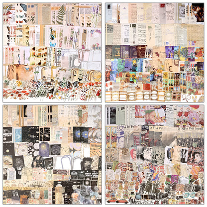 Draupnir 200pcs Vintage Junk Journal Supplies,Scrapbook Supplies Scrapbooking Paper and Stickers Ephemera For Art Aesthetic Journaling Kit Collage(Art)