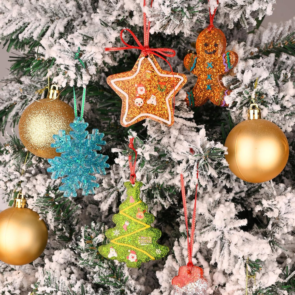 Actvty Christmas Resin Molds, 2 PCS Christmas Ornaments Silicone Molds for Epoxy Resin, 16 Cavities Large Pendant Molds DIY Resin Crafts Jewelry Keychain Xmas Gift Christmas Tree Decor