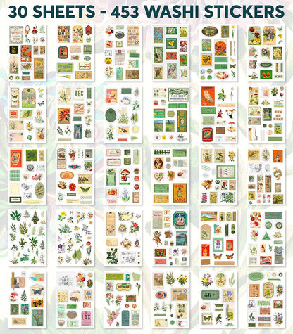 Junk Journal Supplies - Washi Stickers for Scrapbook & Journaling Supplies